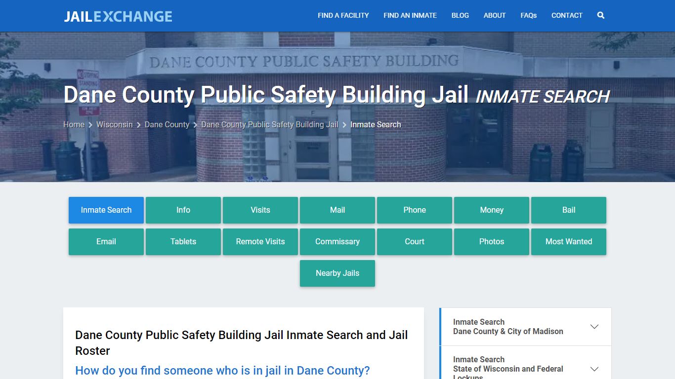 Dane County Public Safety Building Jail Inmate Search
