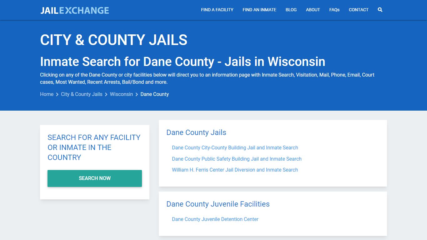 Inmate Search for Dane County | Jails in Wisconsin - Jail Exchange